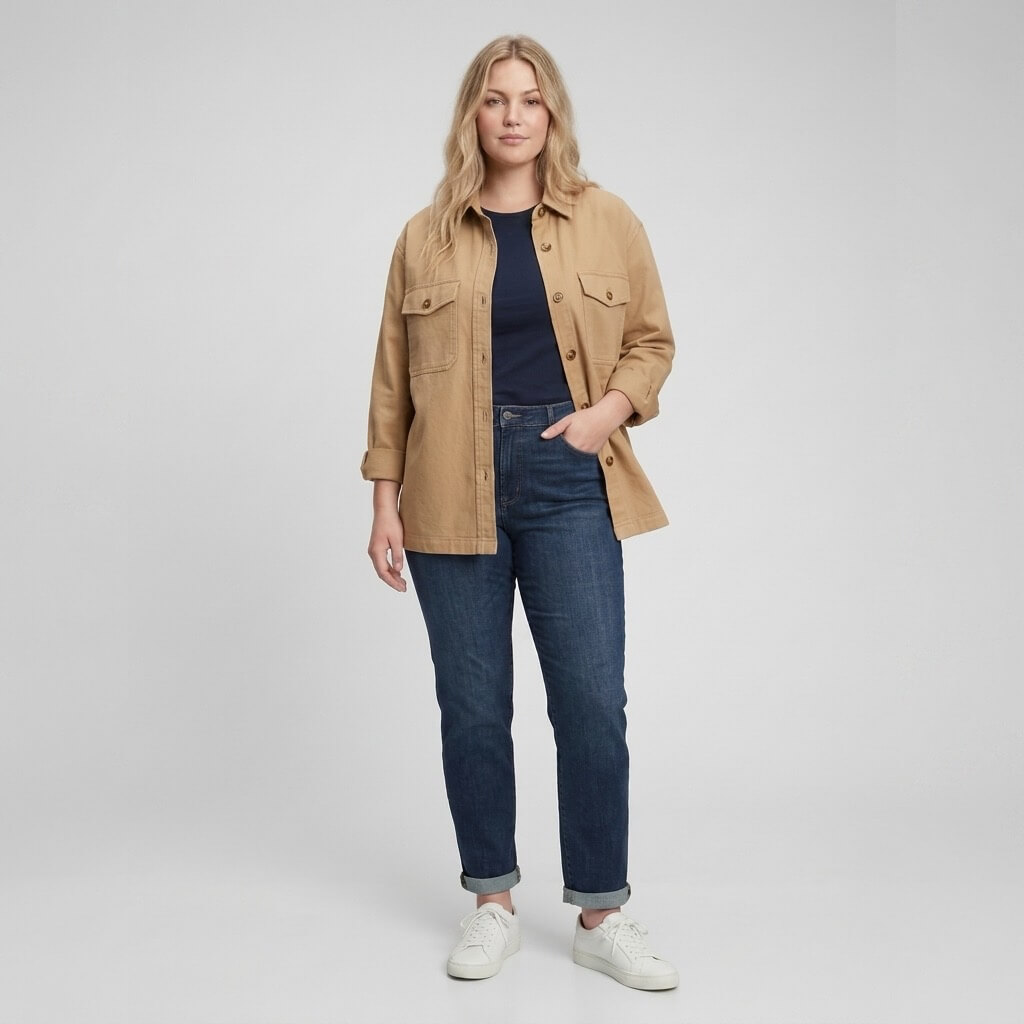 Outfit try-on after AI processing